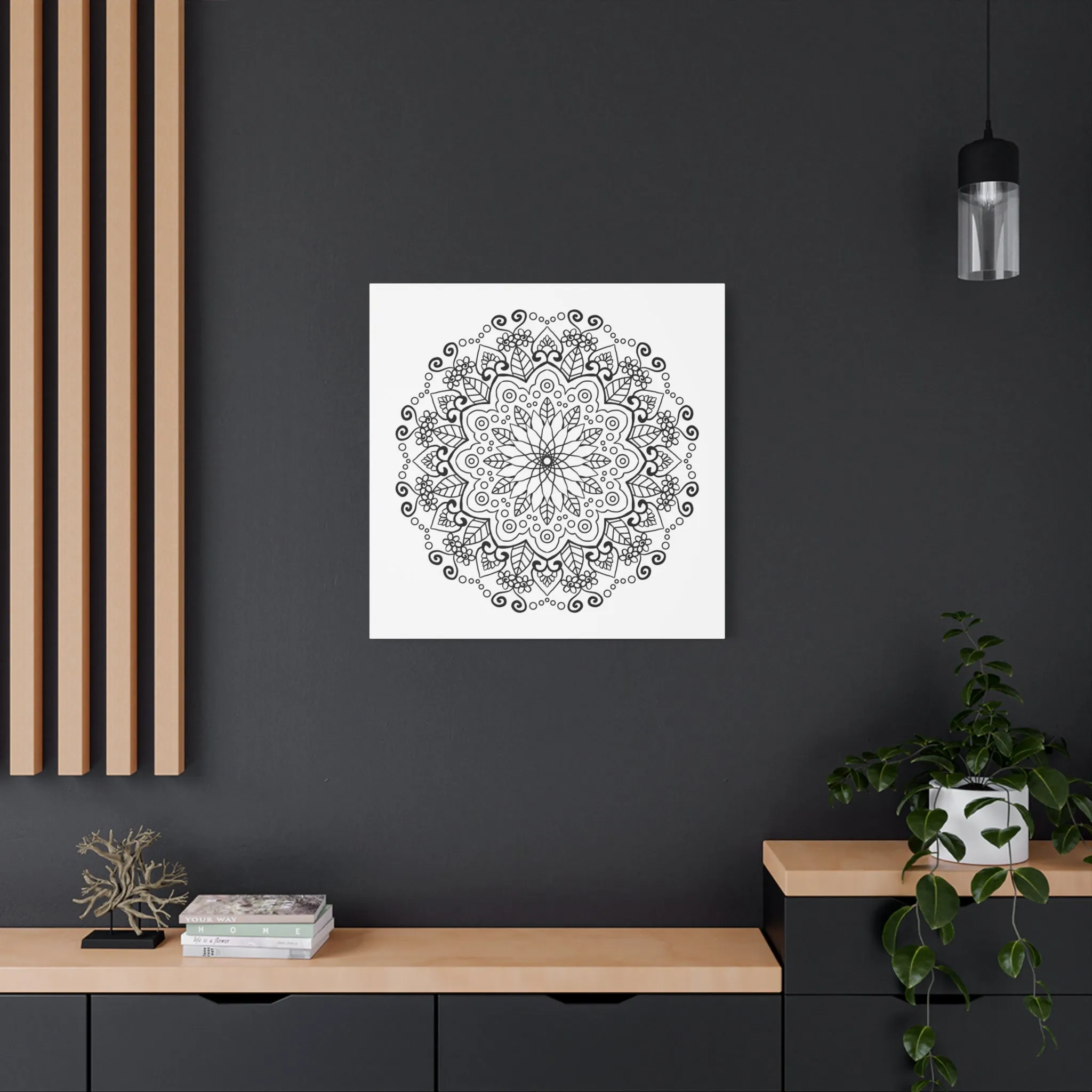 Handmade Mandala Art - Black & White Wall Art - Matte Canvas - Stretched