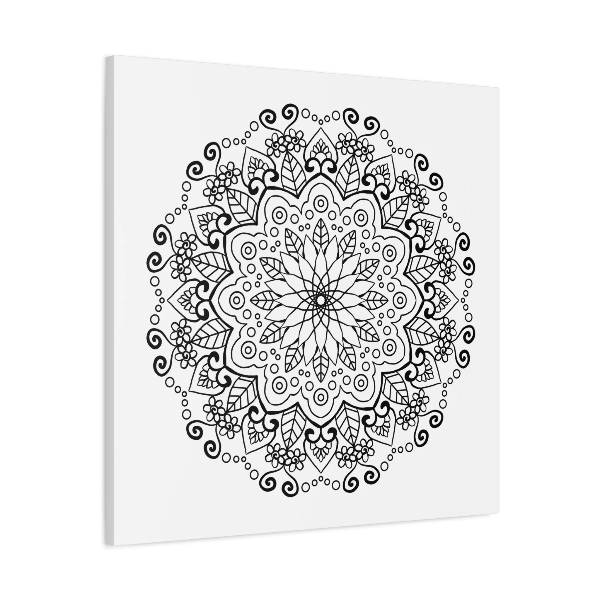 Handmade Mandala Art - Black & White Wall Art - Matte Canvas - Stretched