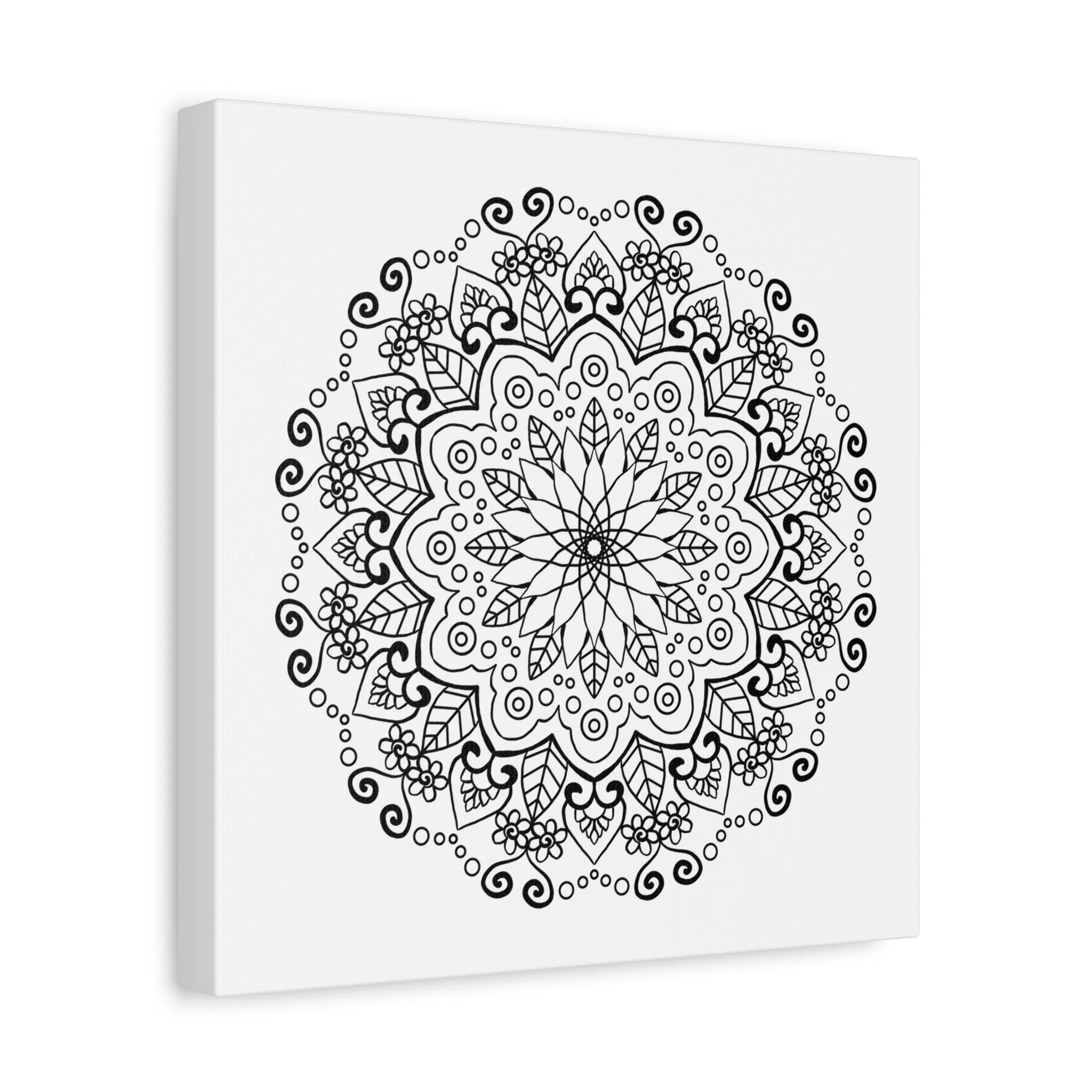 Handmade Mandala Art - Black & White Wall Art - Matte Canvas - Stretched