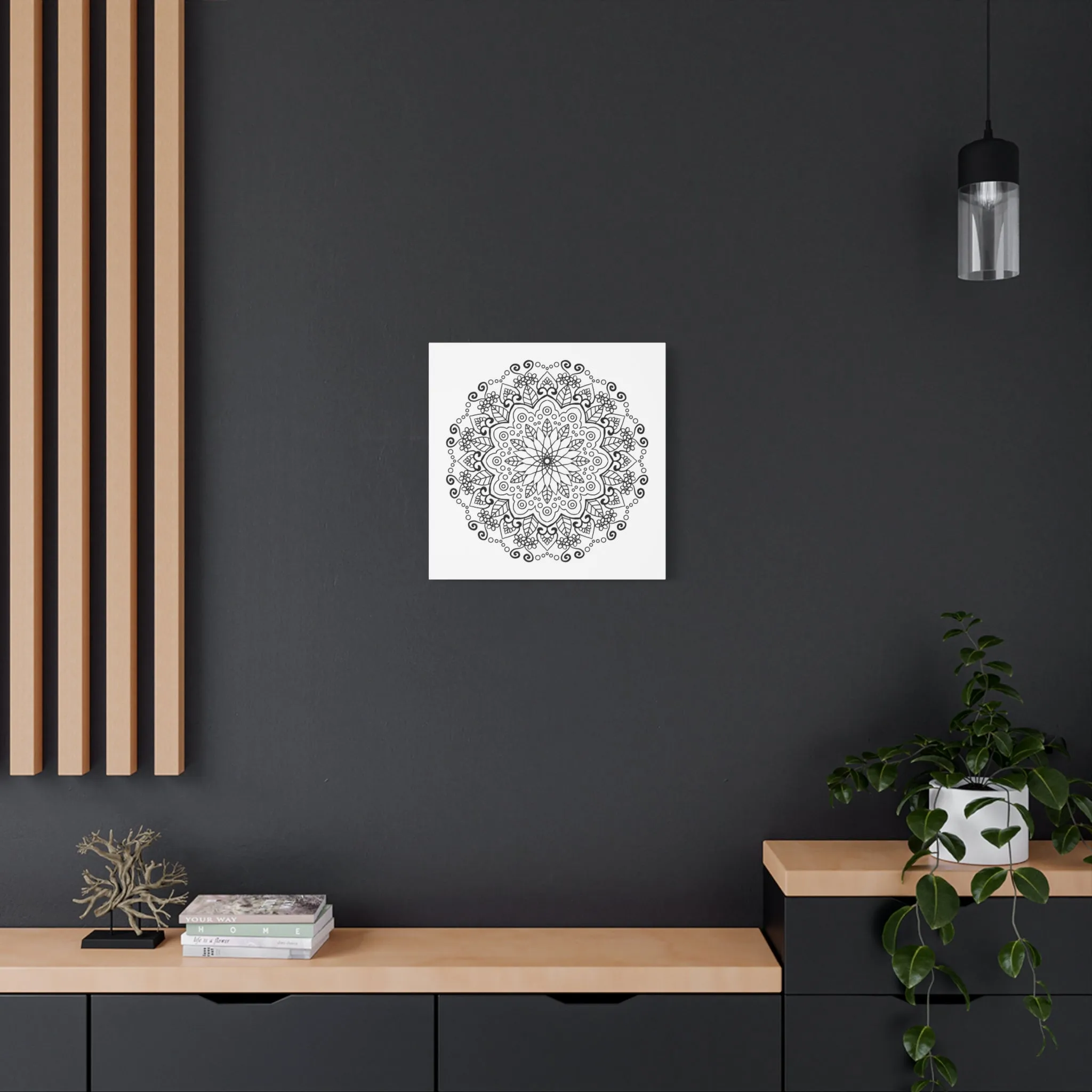 Handmade Mandala Art - Black & White Wall Art - Matte Canvas - Stretched