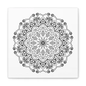 Handmade Mandala Art - Black & White Wall Art - Matte Canvas - Stretched