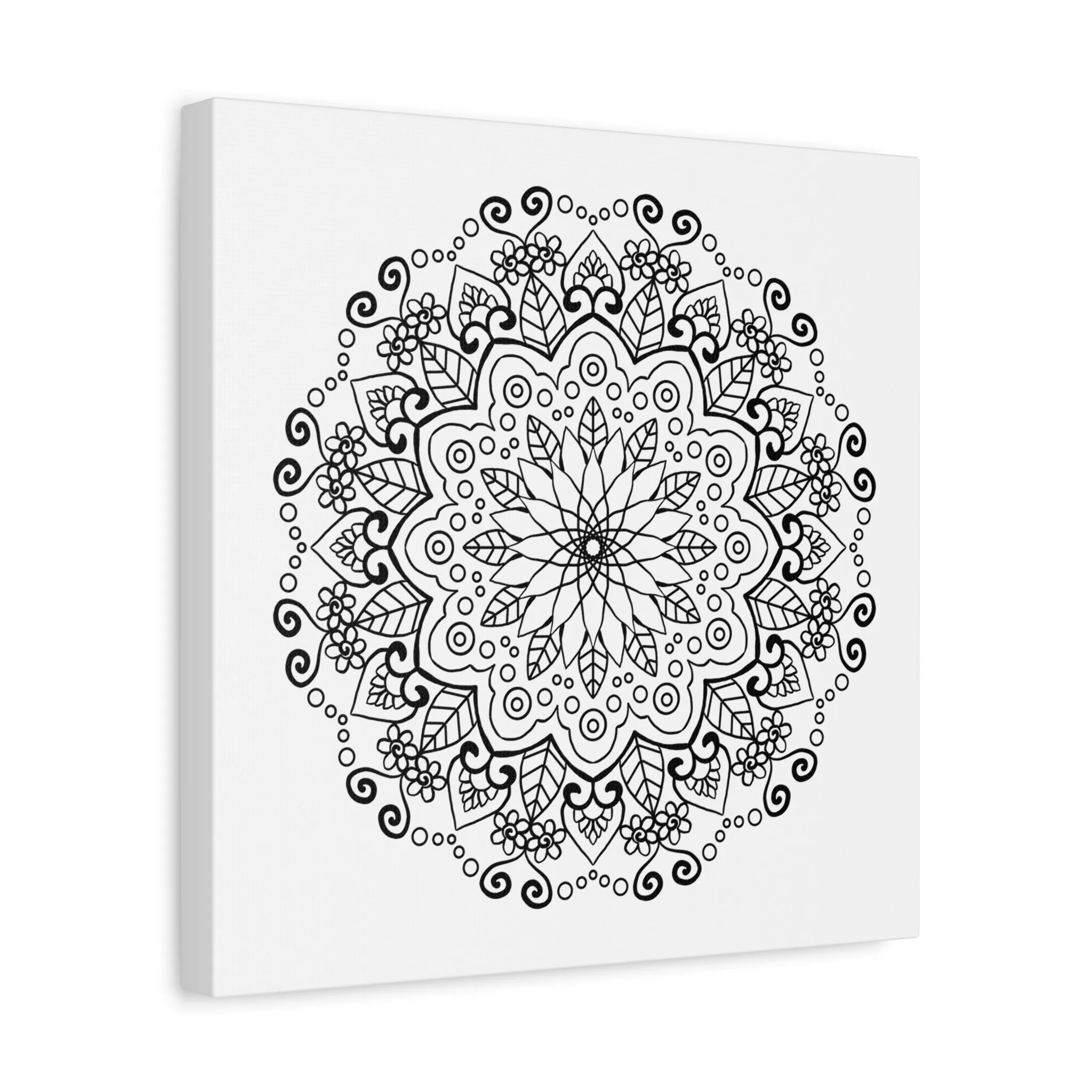 Handmade Mandala Art - Black & White Wall Art - Matte Canvas - Stretched