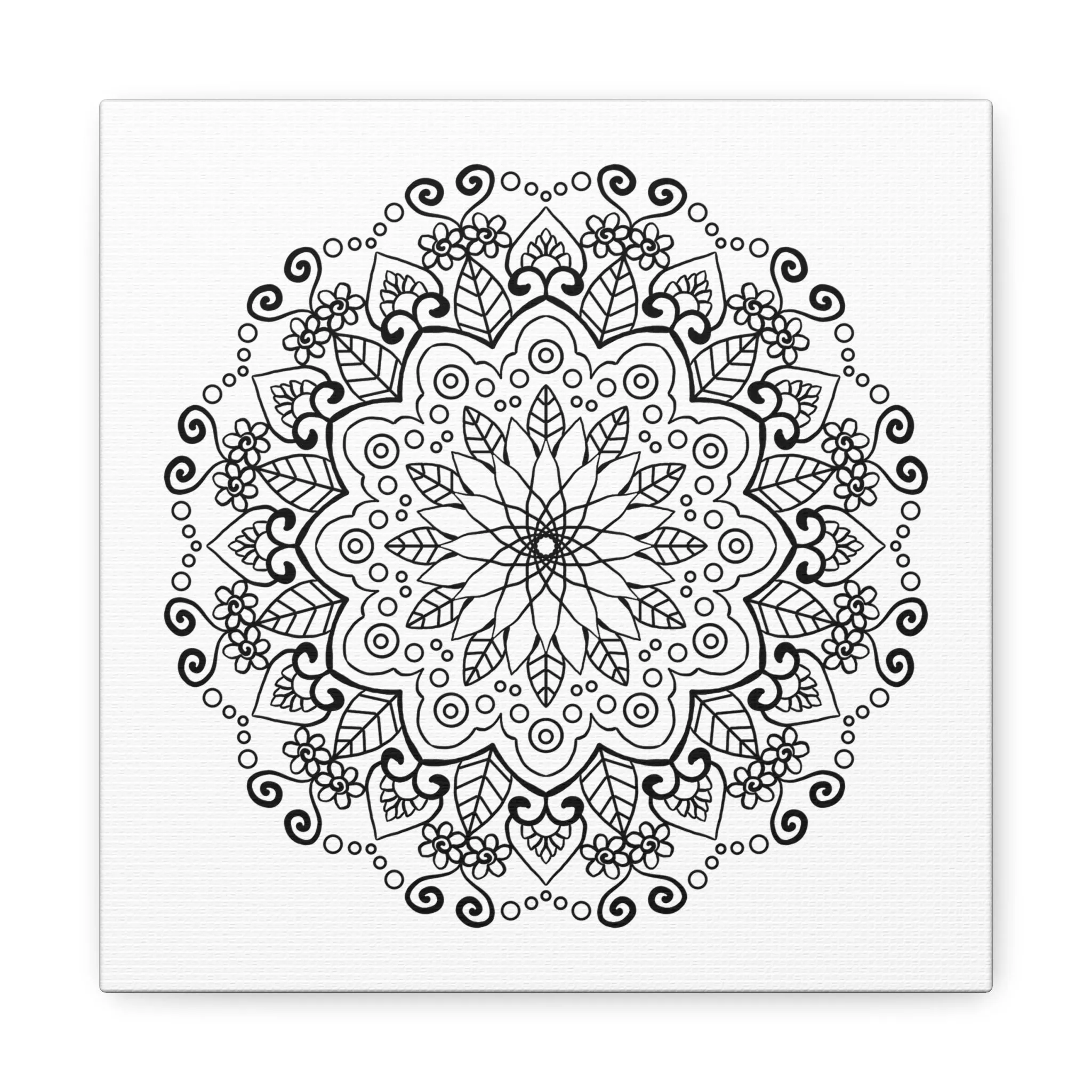 Handmade Mandala Art - Black & White Wall Art - Matte Canvas - Stretched