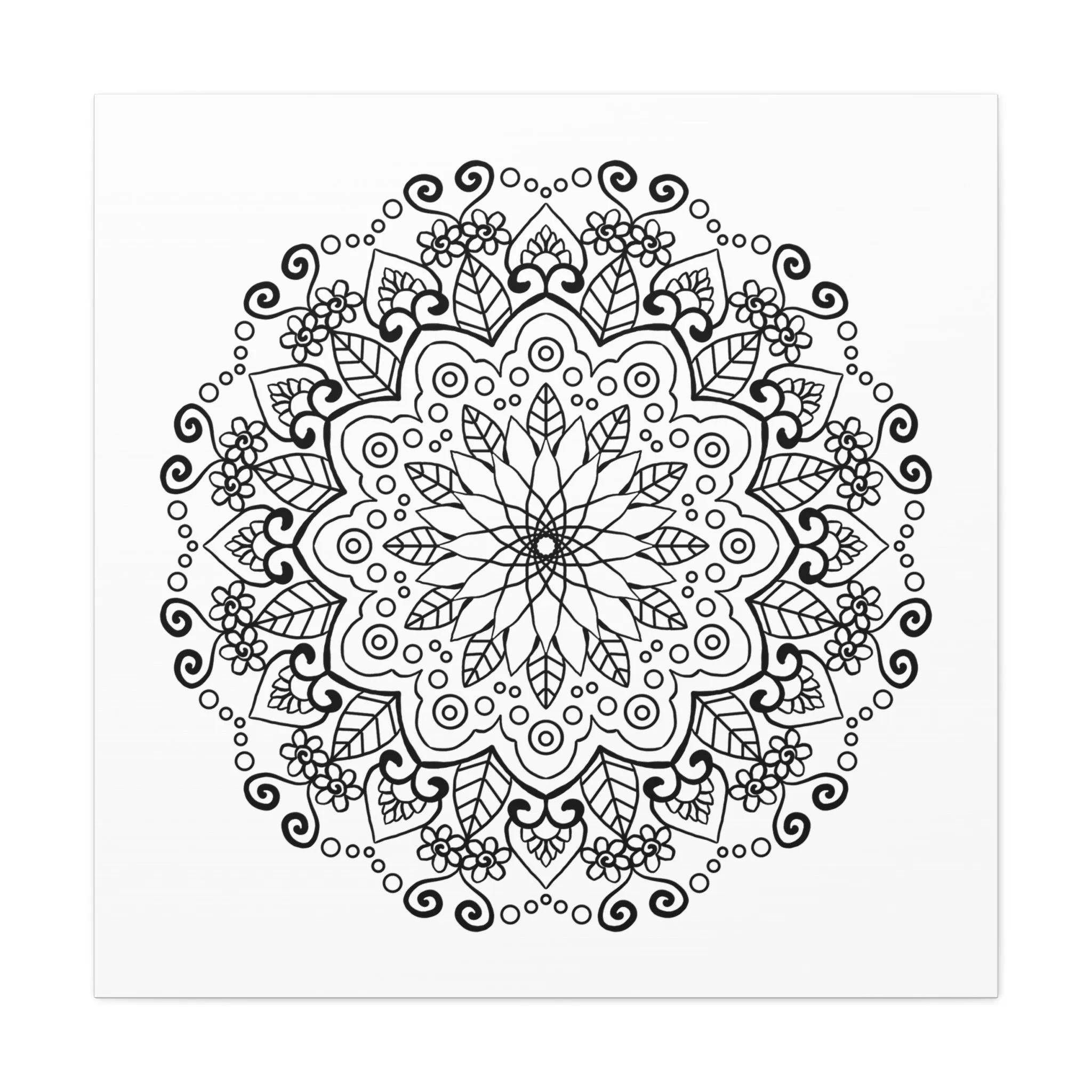 Handmade Mandala Art - Black & White Wall Art - Matte Canvas - Stretched