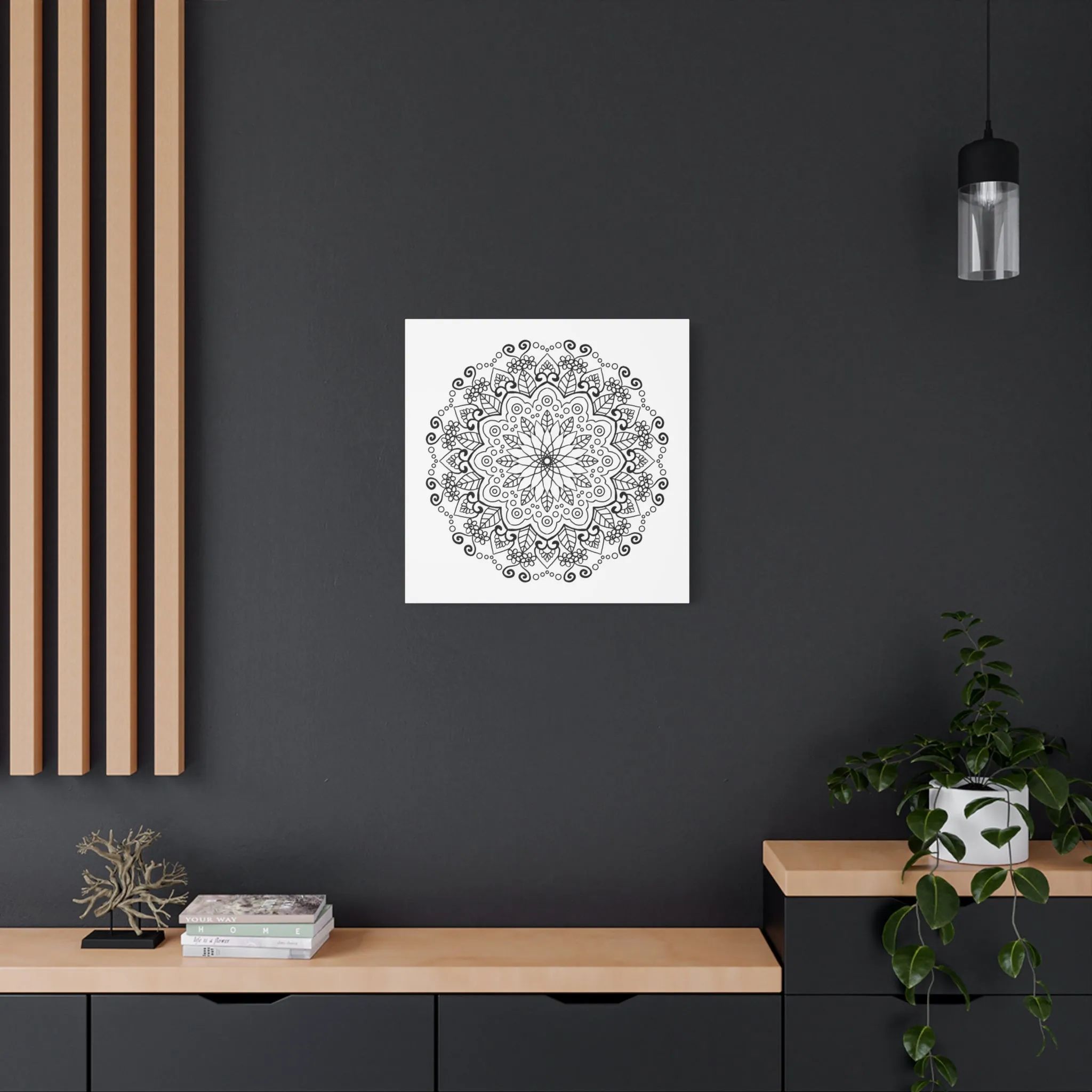 Handmade Mandala Art - Black & White Wall Art - Matte Canvas - Stretched