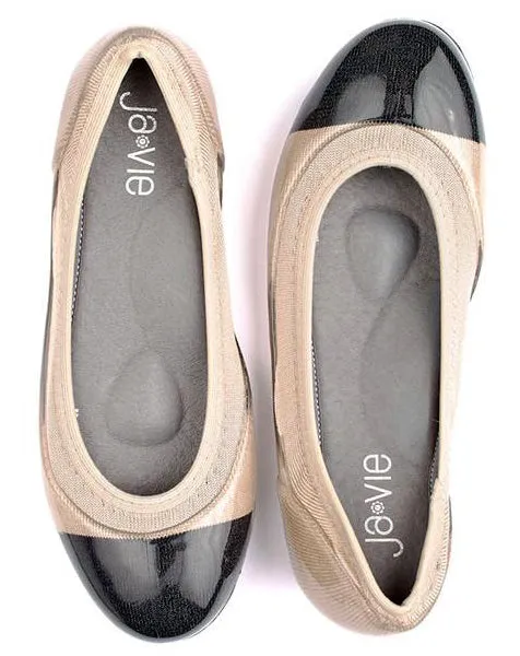 ja-vie  black cap/nude beige jelly flats shoes