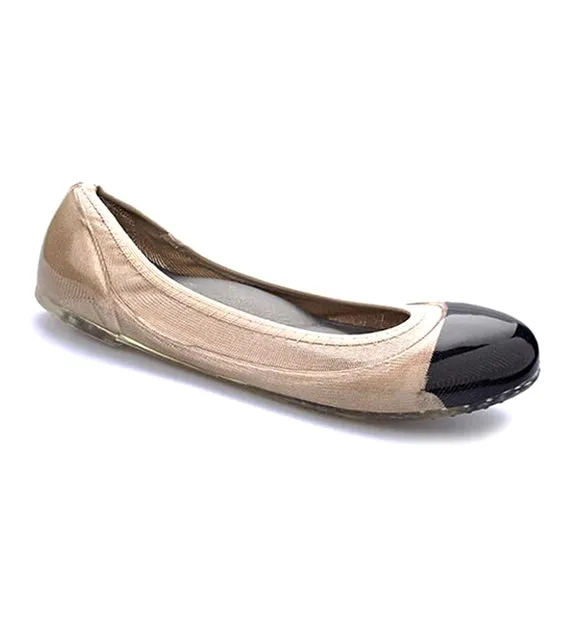 ja-vie  black cap/nude beige jelly flats shoes