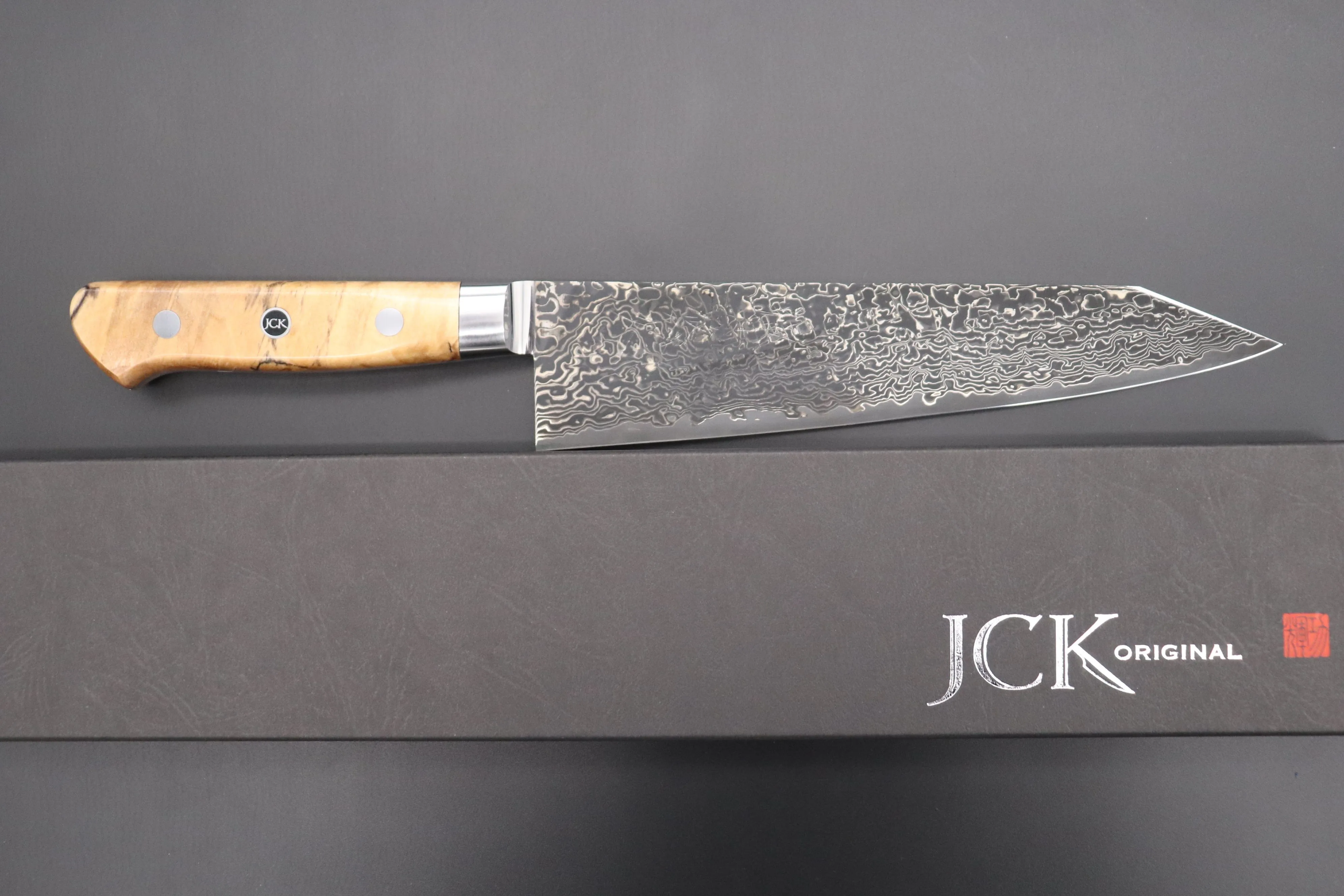 JCK Original Kagayaki Grand Canyon R-2 Black Damascus Series GCYU-16 Kiritsuke Gyuto 200mm (7.8 Inch)