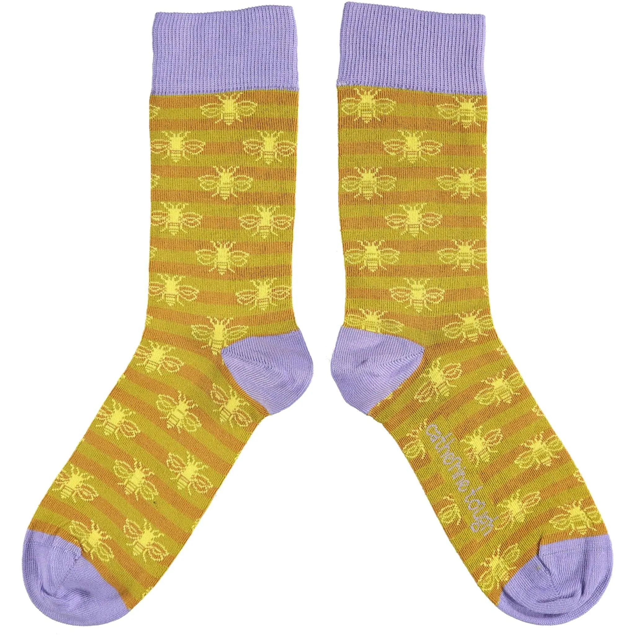 Ladies Stripy Ginger Bee Organic Cotton Ankle Socks