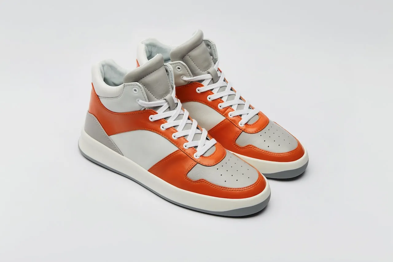 LEATHER HIGH-TOP SNEAKER "5B" IN HYPERORANGE