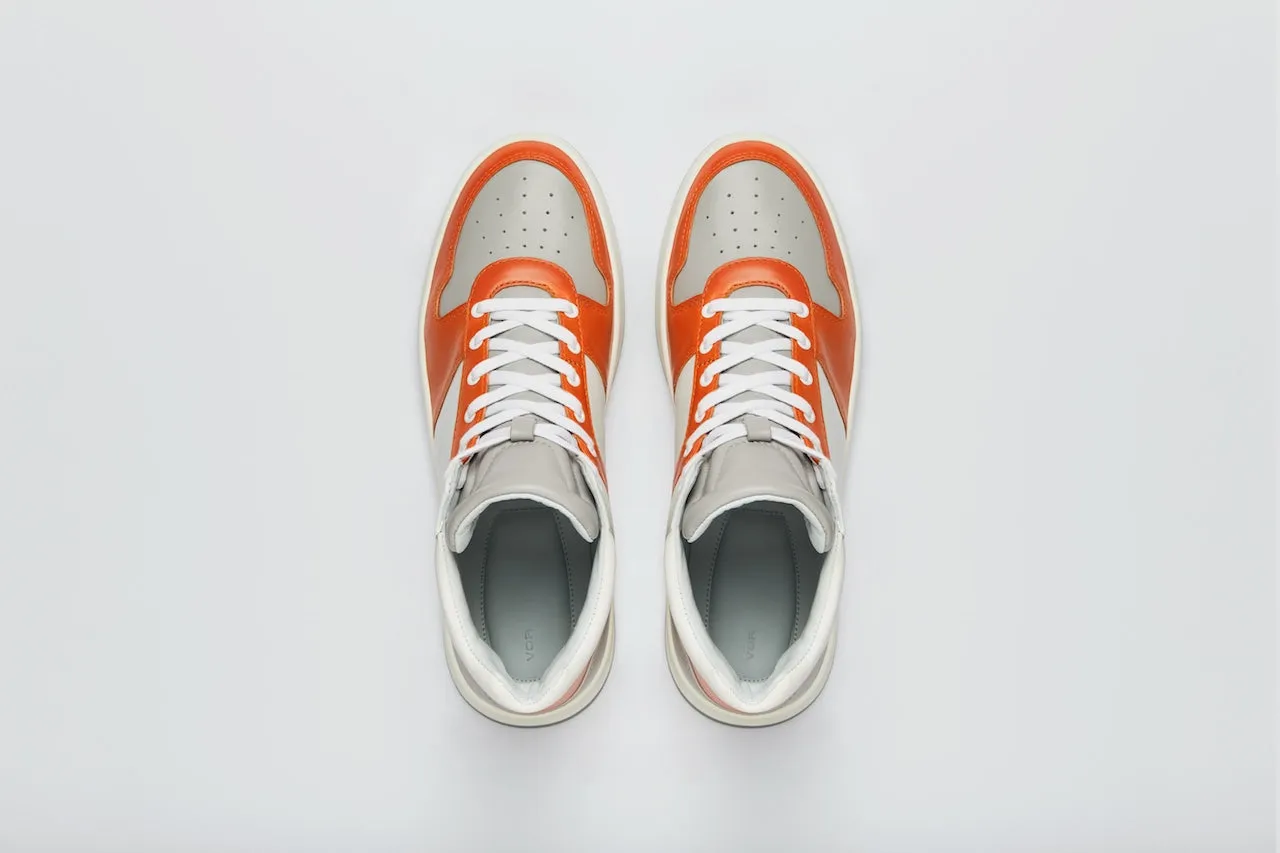 LEATHER HIGH-TOP SNEAKER "5B" IN HYPERORANGE