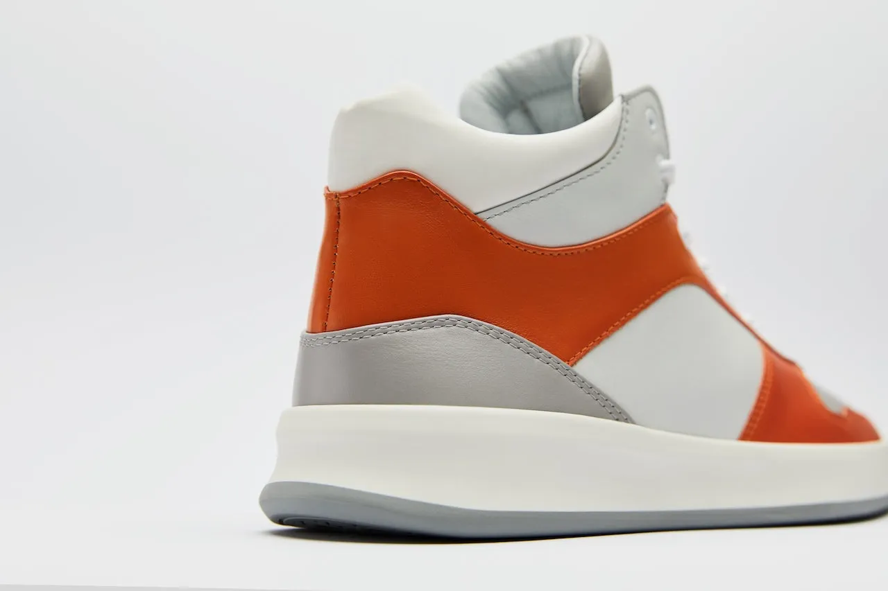 LEATHER HIGH-TOP SNEAKER "5B" IN HYPERORANGE