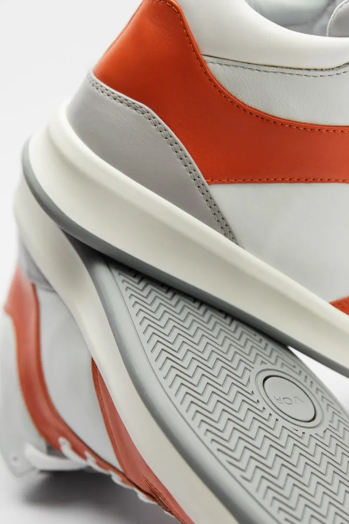 LEATHER HIGH-TOP SNEAKER "5B" IN HYPERORANGE