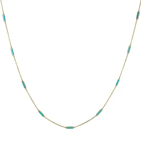 LONG TURQUOISE AND GOLD BAR CHAIN