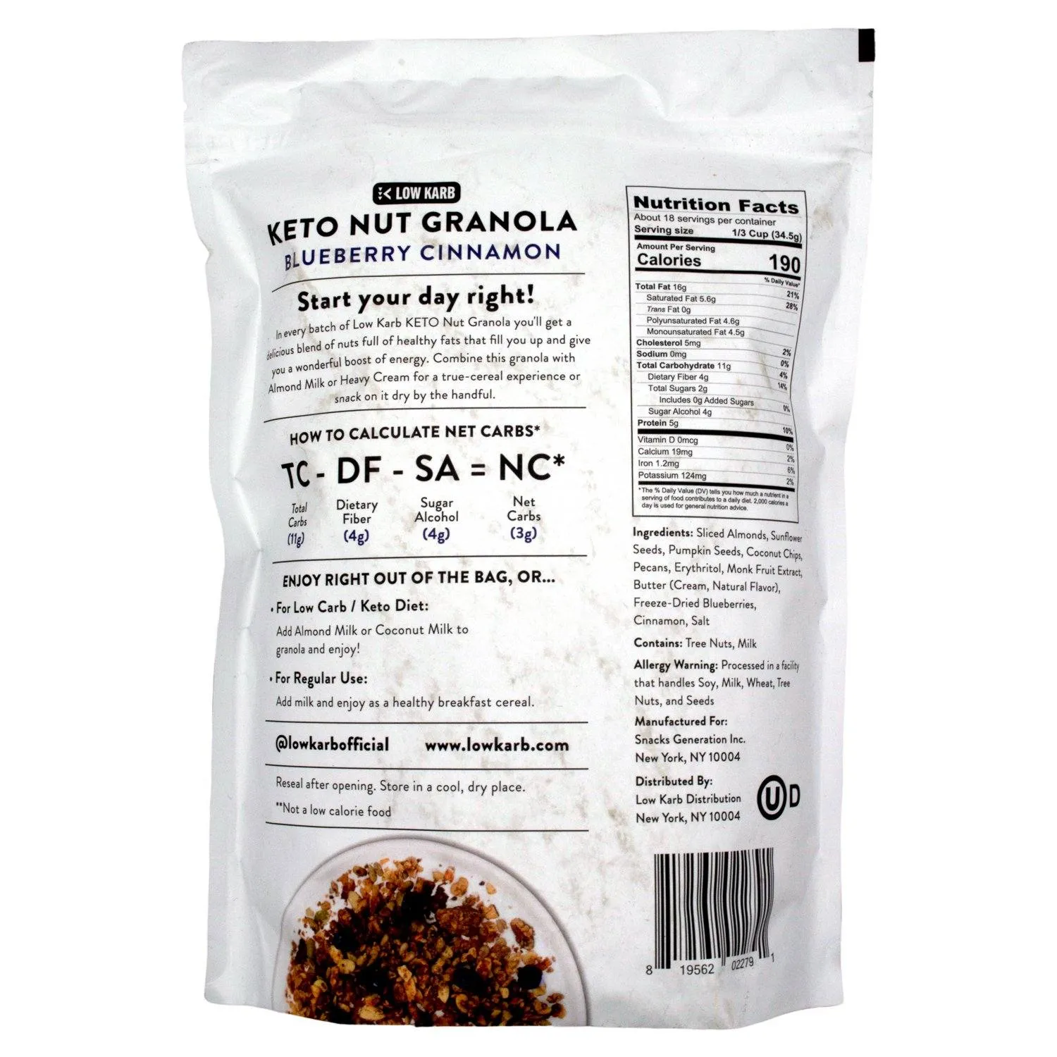 Low Karb Keto Nut Granola