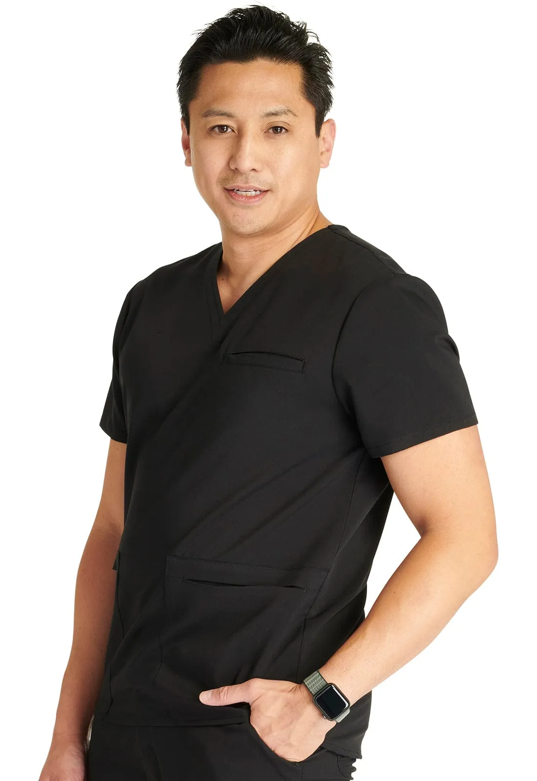 Lumino Atmos Men's V-Neck 3-Pocket Scrub Top with Monogram LD-CK719A