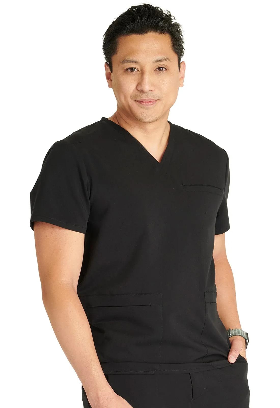 Lumino Atmos Men's V-Neck 3-Pocket Scrub Top with Monogram LD-CK719A