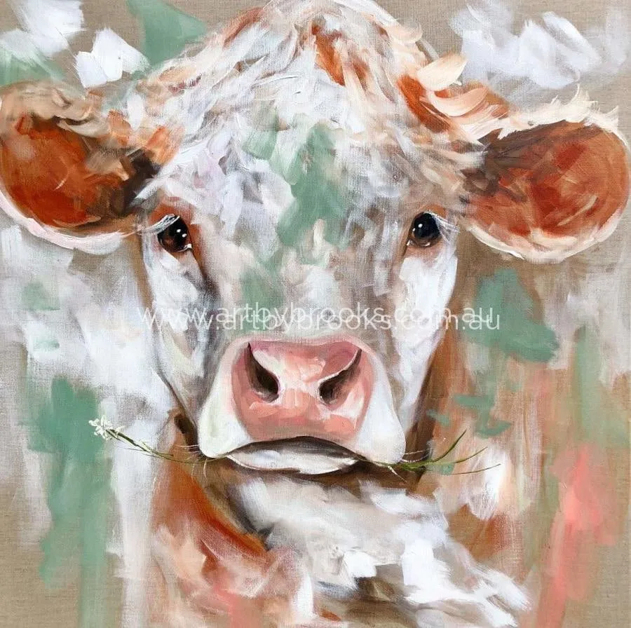 Maggie -original on Belgian linen 90 x90 cm