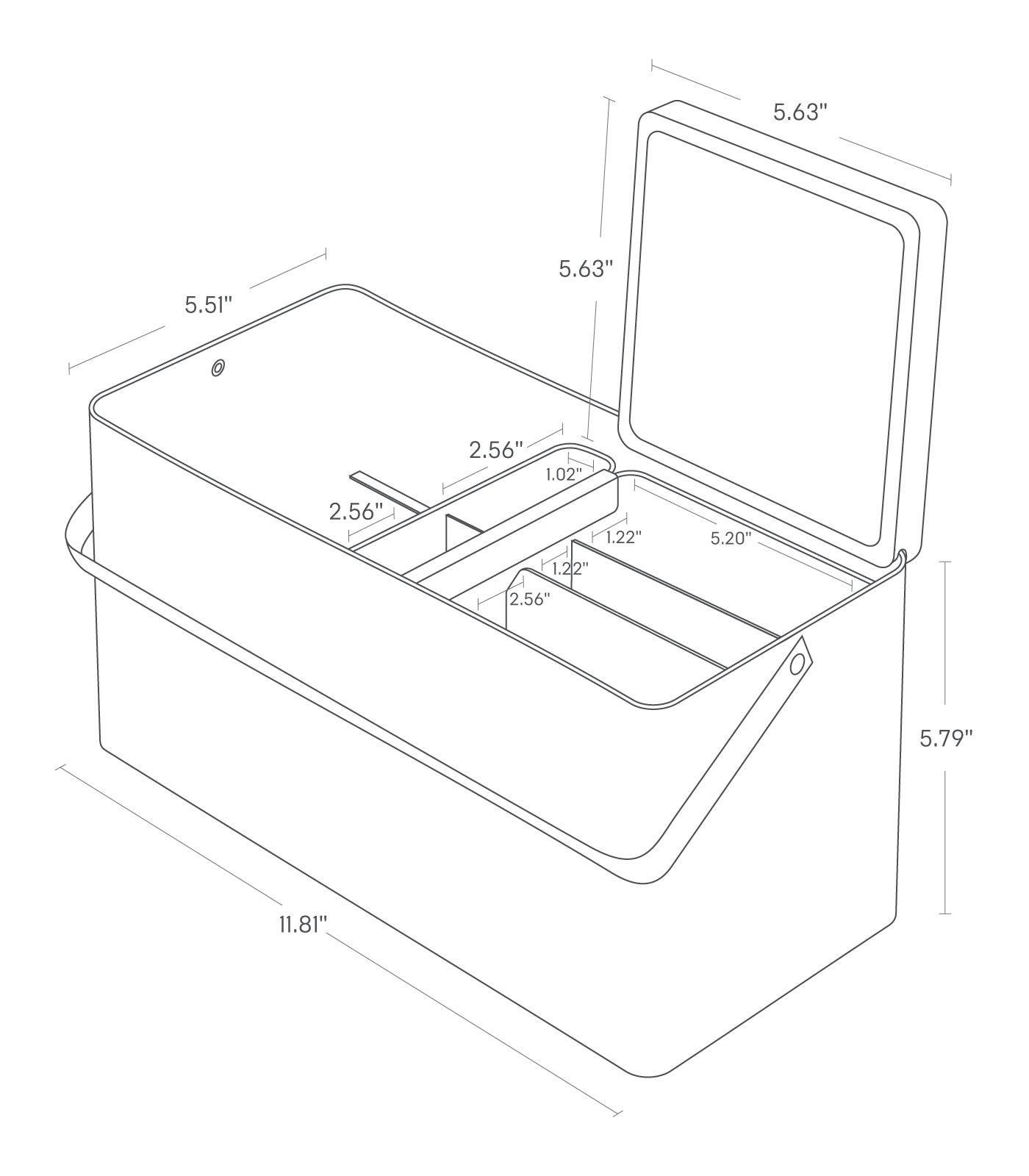 Makeup Organizer with Mirror - Steel   Wood