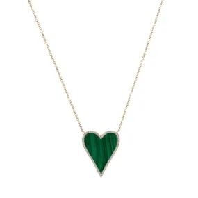 MALACHITE & DIAMOND HEART NECKLACE