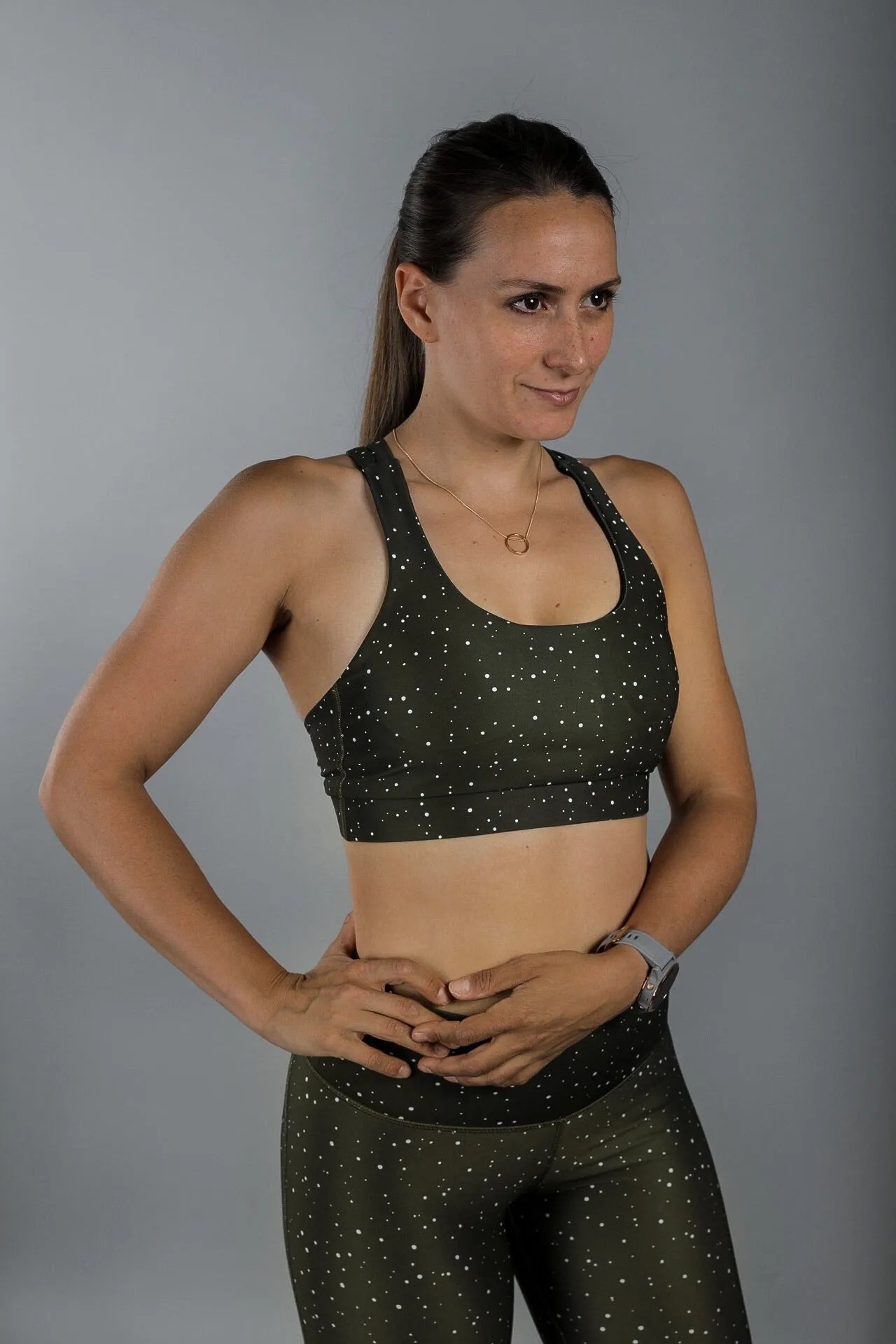 Moss Green Strappy Sports Bra