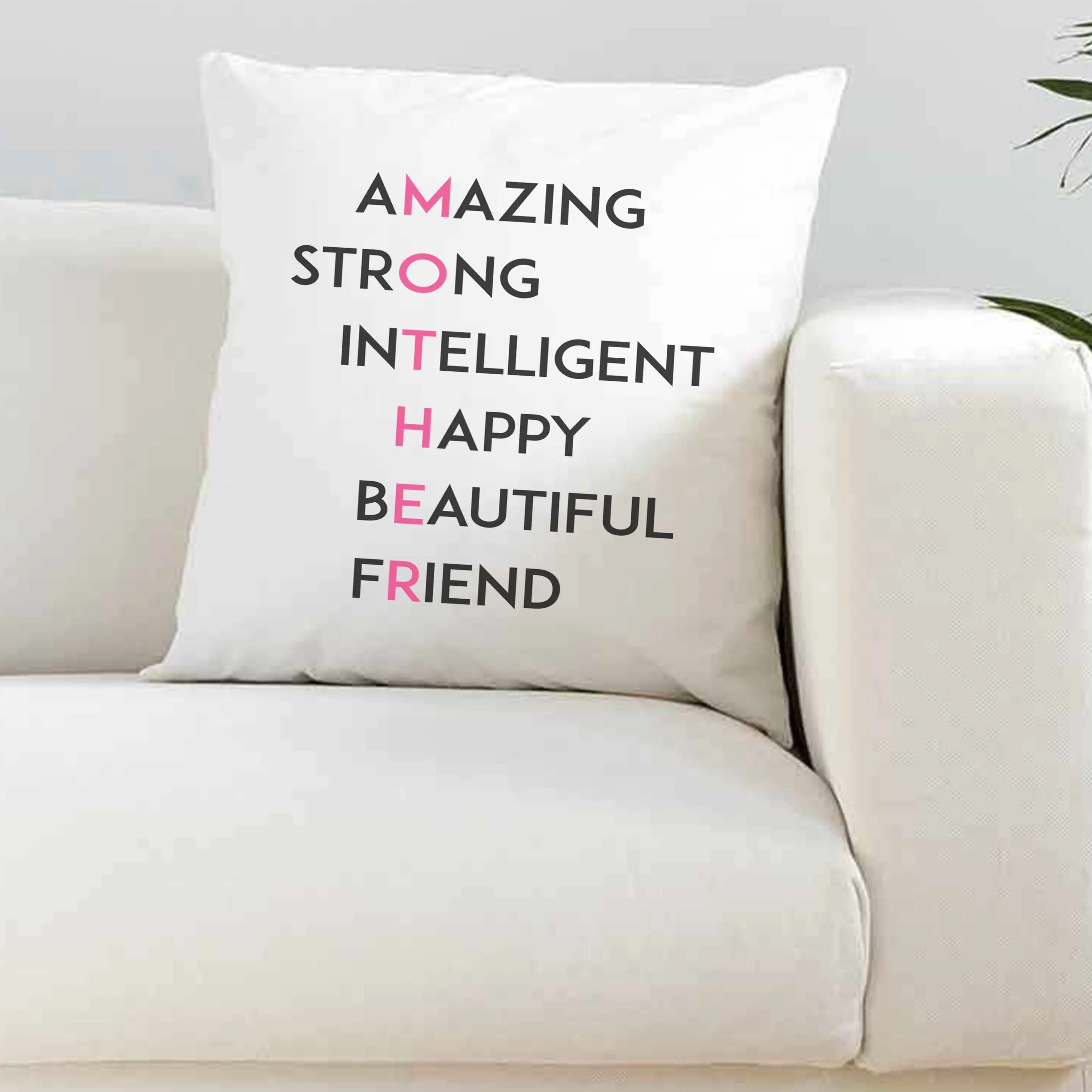 Mother Acronym Soft White Cushion