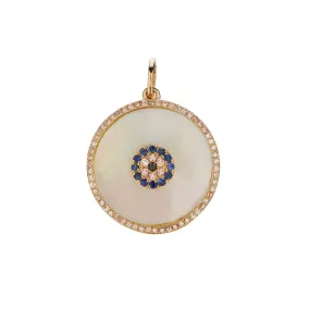 MOTHER OF PEARL, SAPPHIRE & DIAMOND CHARM