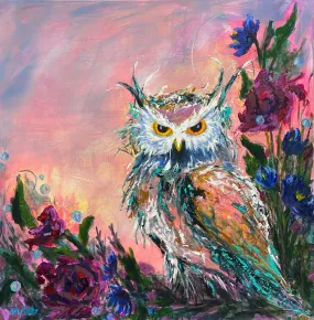 Owl at Dusk Original Painting by Kelly Wiler