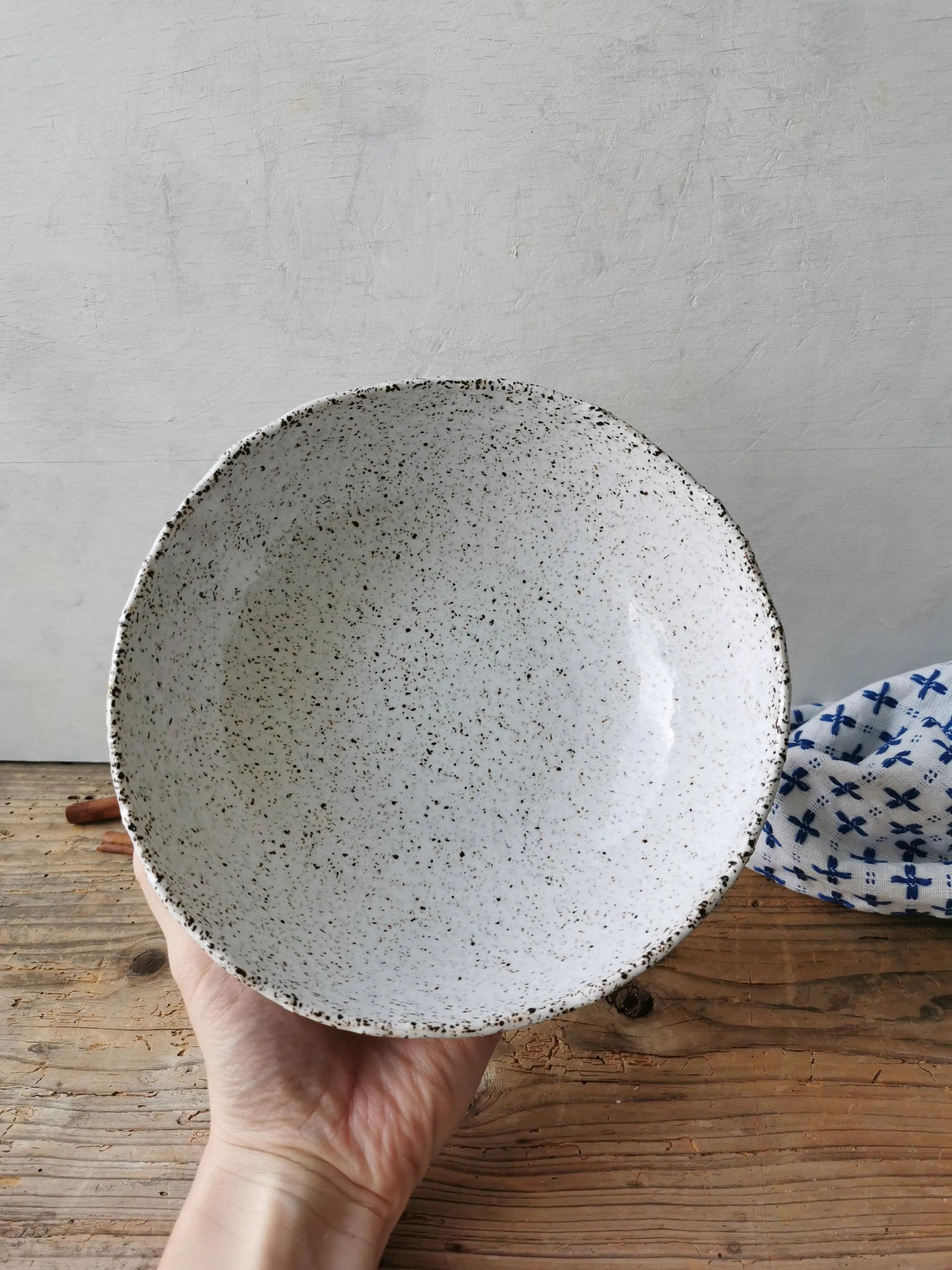 Pasta bowl speckled white