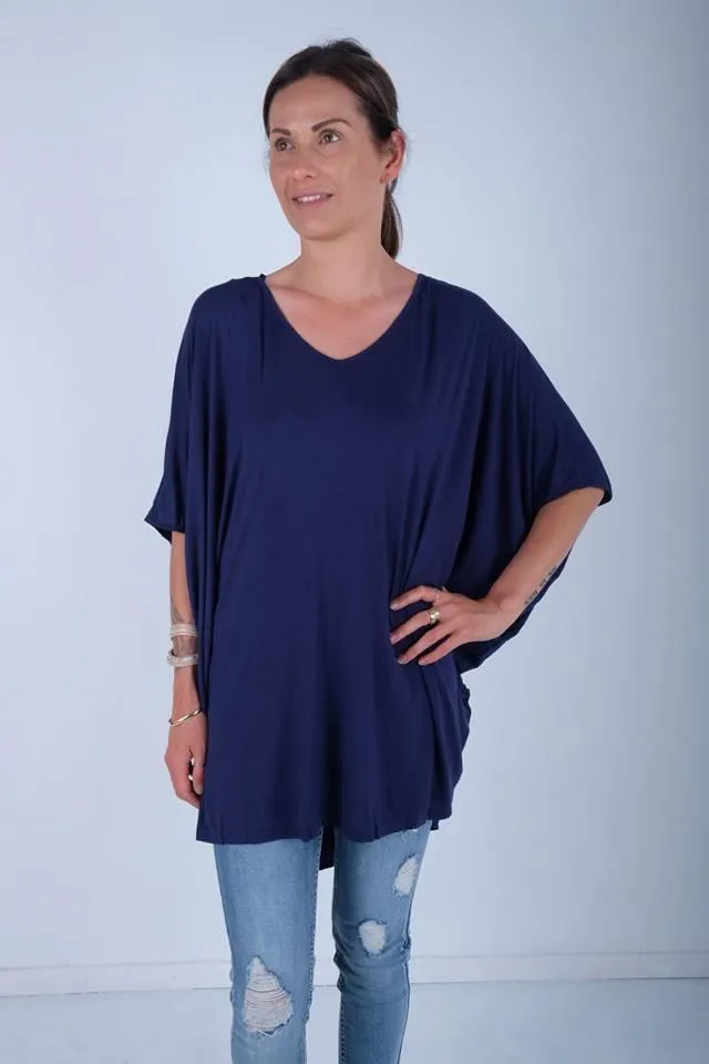 PQ Collection S/S High Low Miracle Top Navy