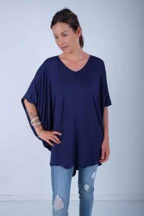 PQ Collection S/S High Low Miracle Top Navy