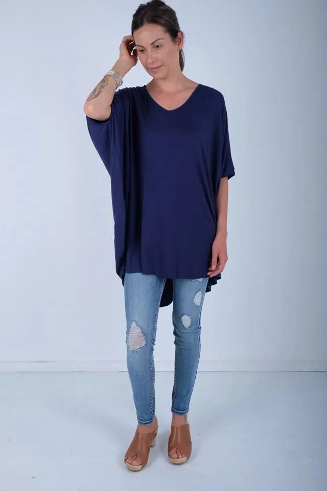 PQ Collection S/S High Low Miracle Top Navy