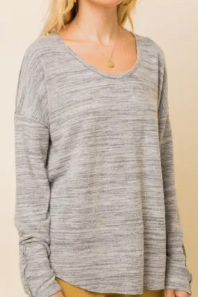 So Soft Snap Button Sleeve Dolman Top