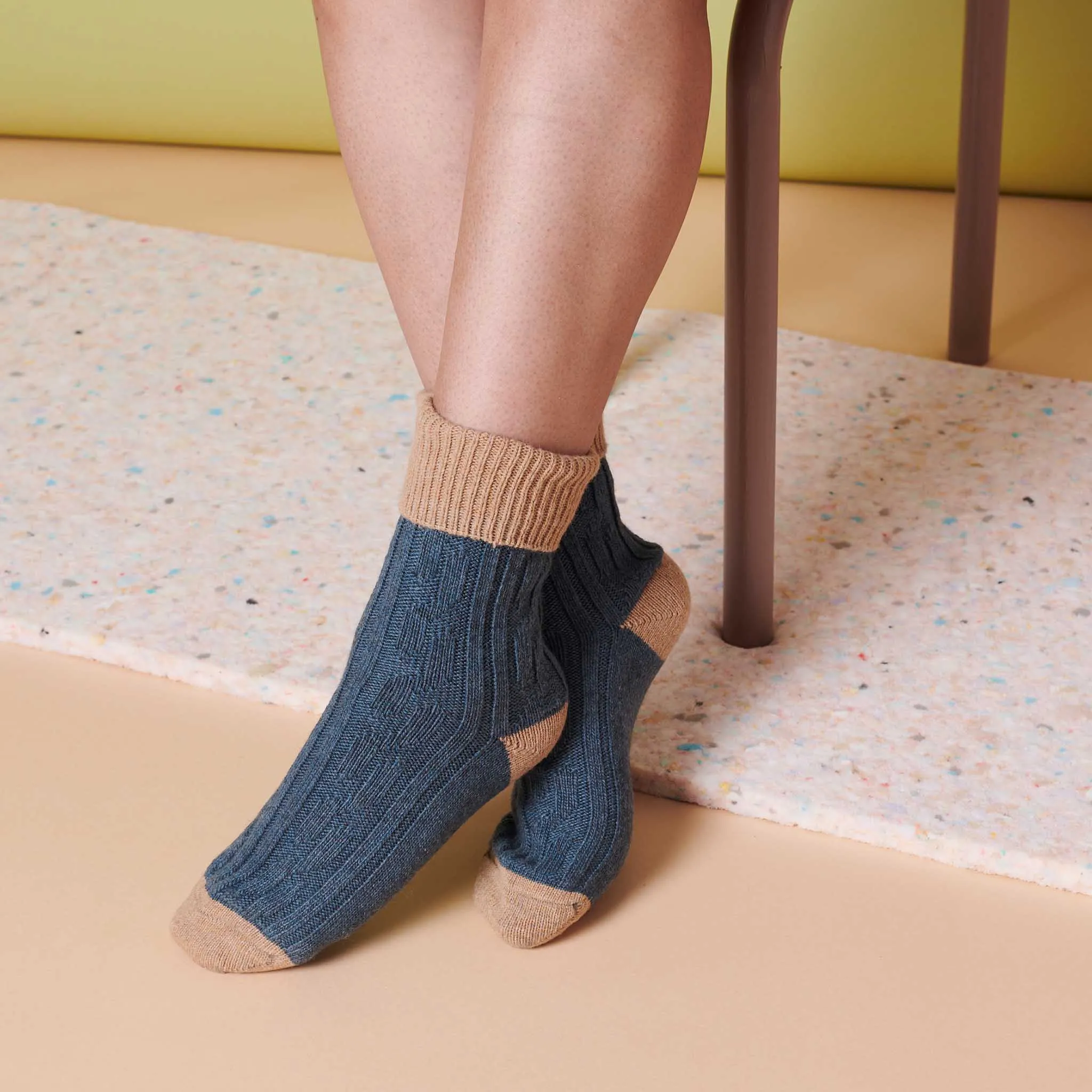 Teal & Biscuit Cashmere Blend Slouch Socks