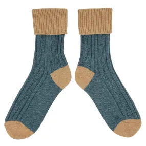 Teal & Biscuit Cashmere Blend Slouch Socks