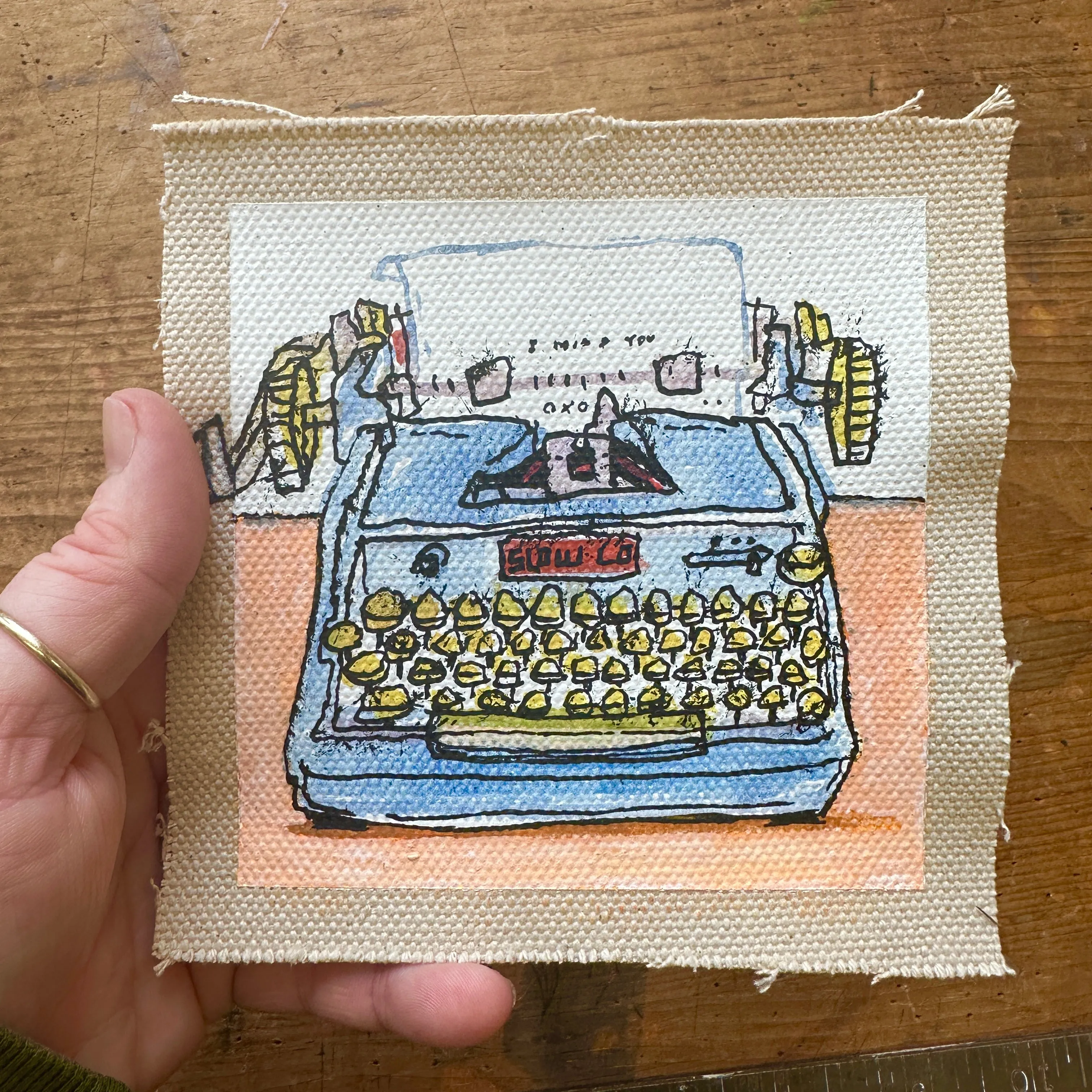 Typewriter canvas painting